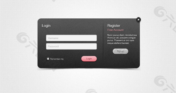 黑色用户登录界面设计psd素材下载