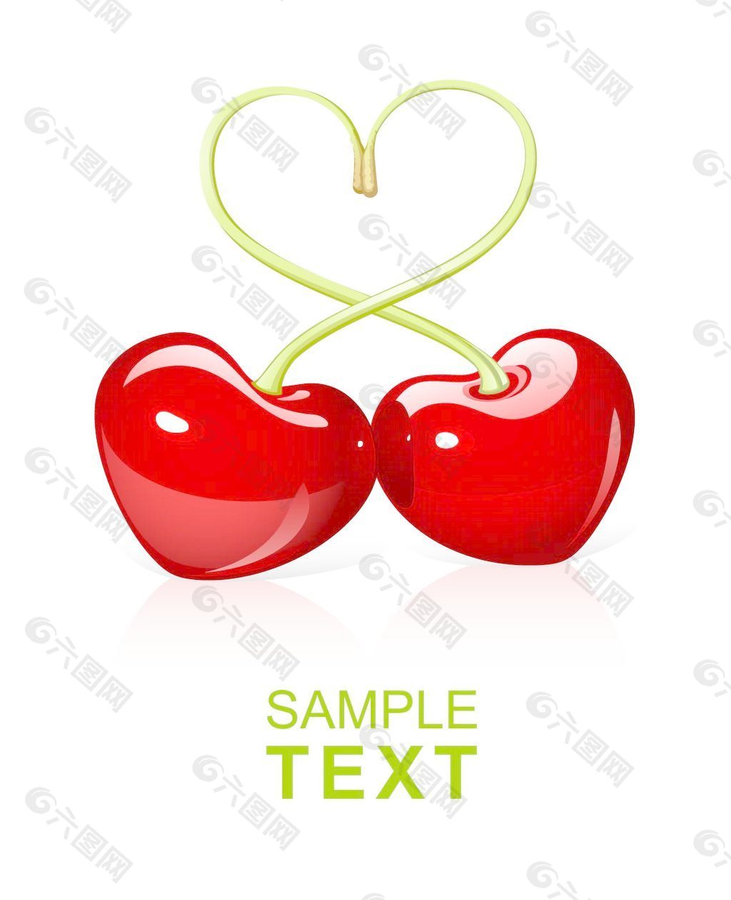 浪漫心形樱桃矢量素材平面广告素材免费下载(图片编号:4678780)-六图网