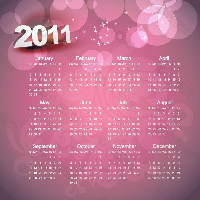 2010日历打印矢量模板