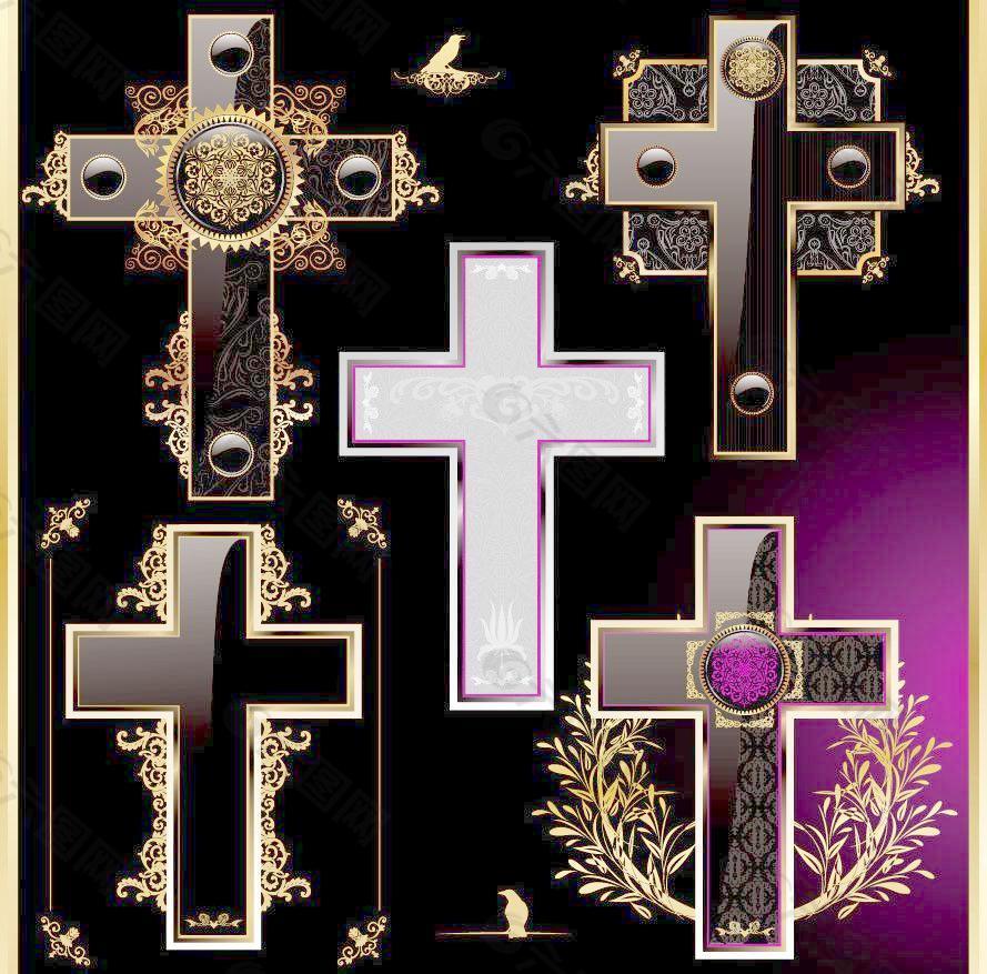 十字架欧式花纹图片