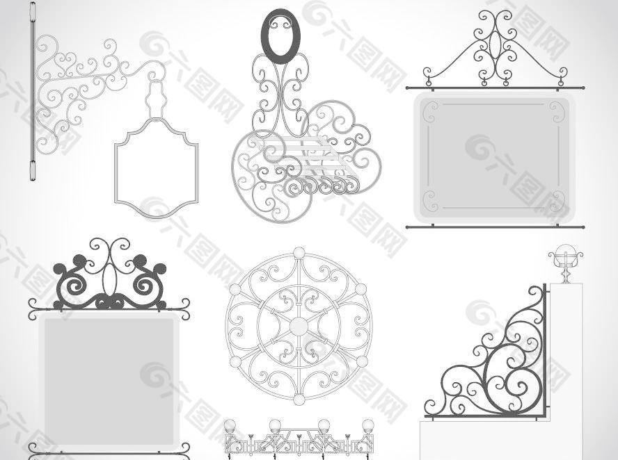 欧式铁艺花纹花艺装饰设计图片