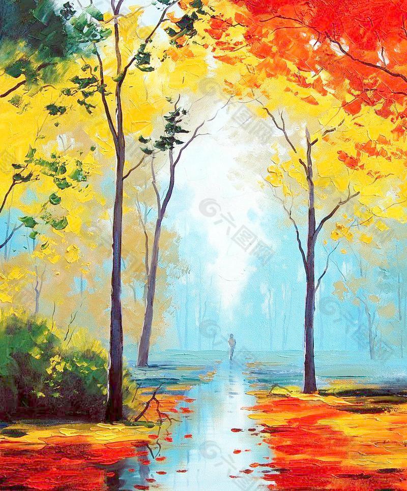 油画 秋季景色图片