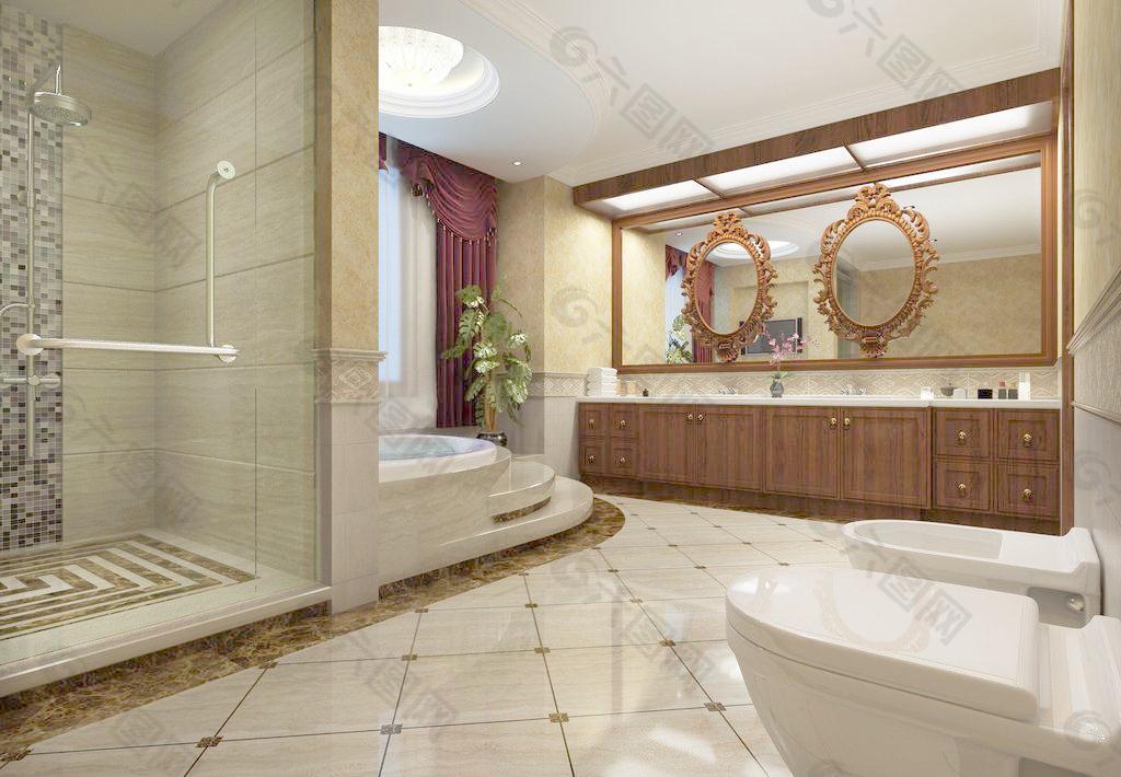 某欧式风格别墅主卧卫生间效果图片