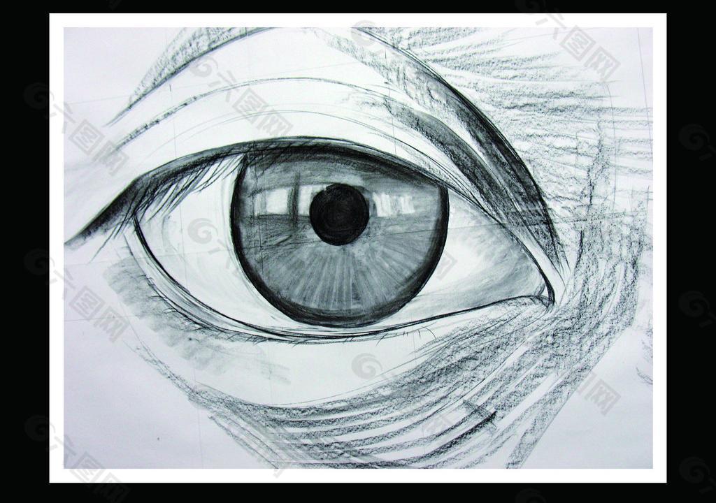 手绘创意 素描人物眼睛图片