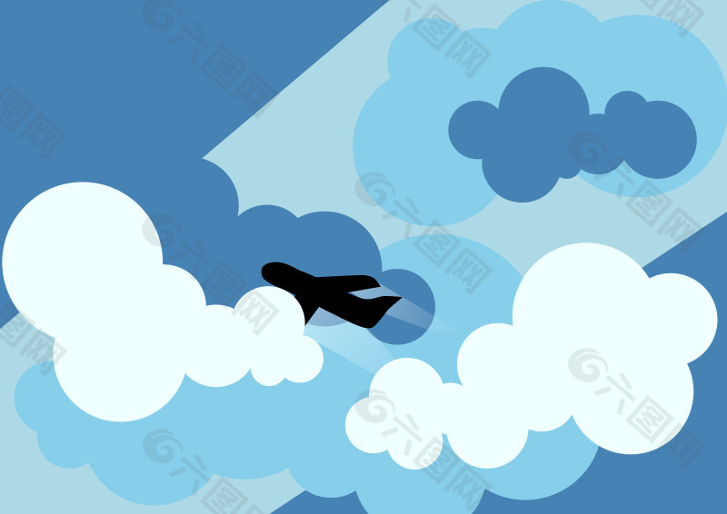 飞机穿过云层轮廓