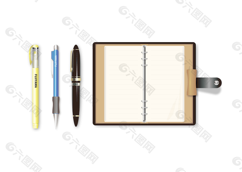 钢笔和笔记本向量