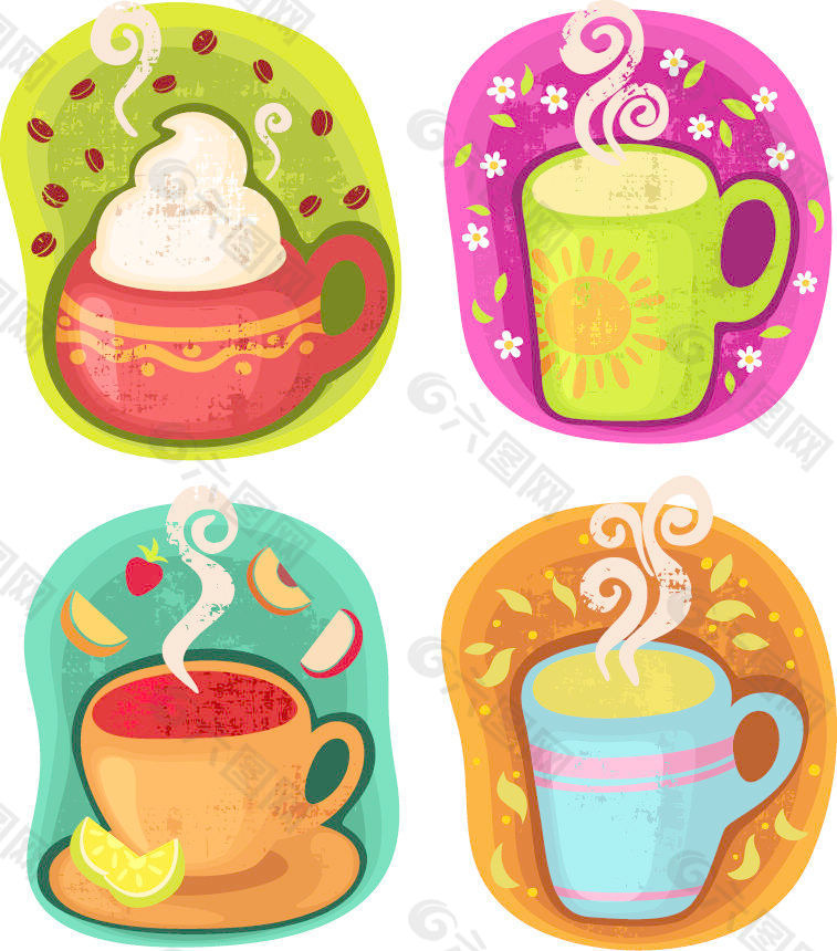 杯热喝咖啡或茶矢量插画