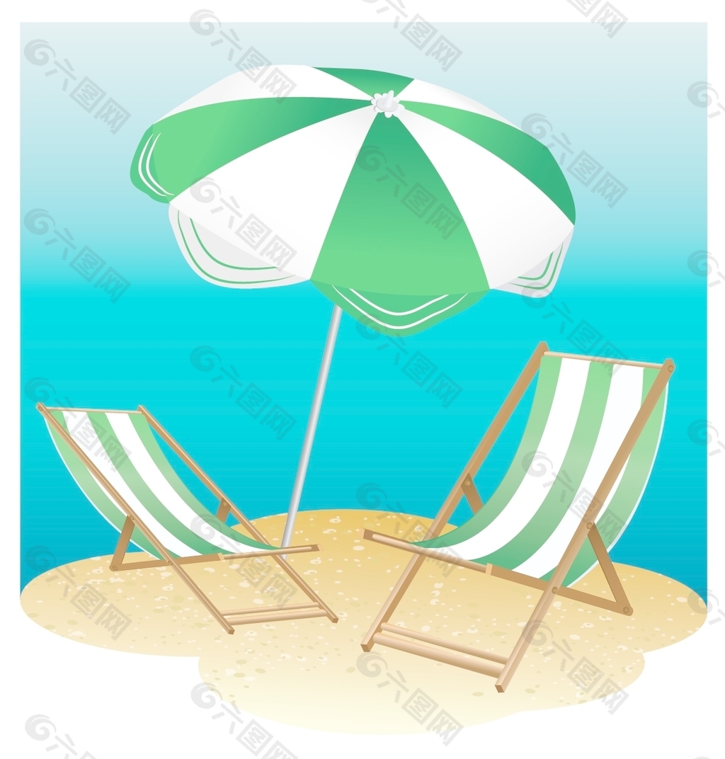 沙滩椅和阳伞