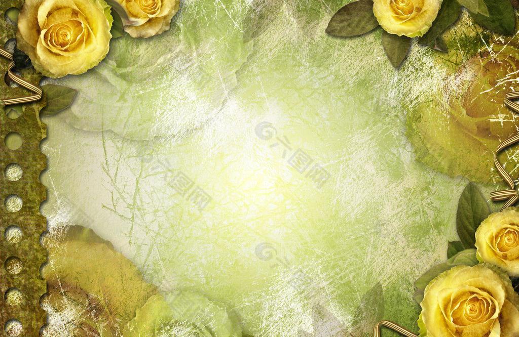典雅黄色玫瑰花边框图片