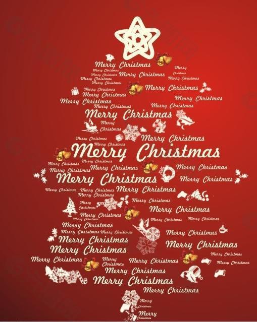 创意圣诞树图案 圣诞节快乐英文字图片
