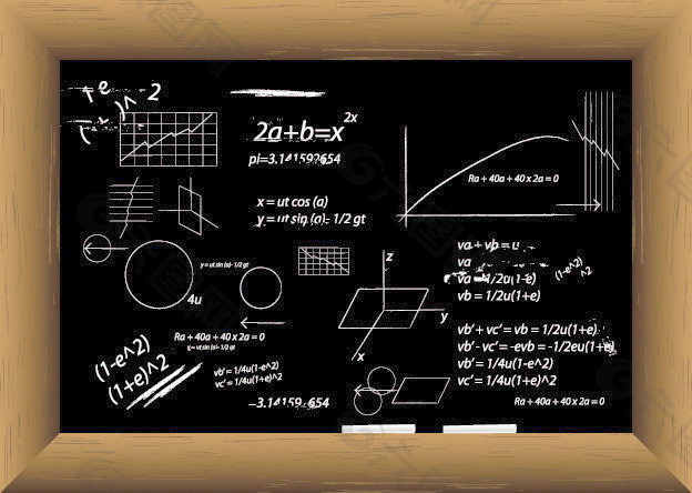 矢量黑板充满方程