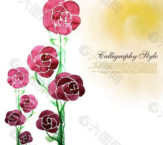 手绘花卉背景设计PSD素材