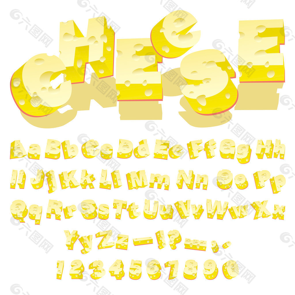 奶酪创意字母矢量