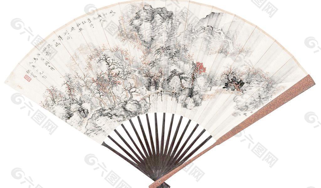 水墨山水扇子图片