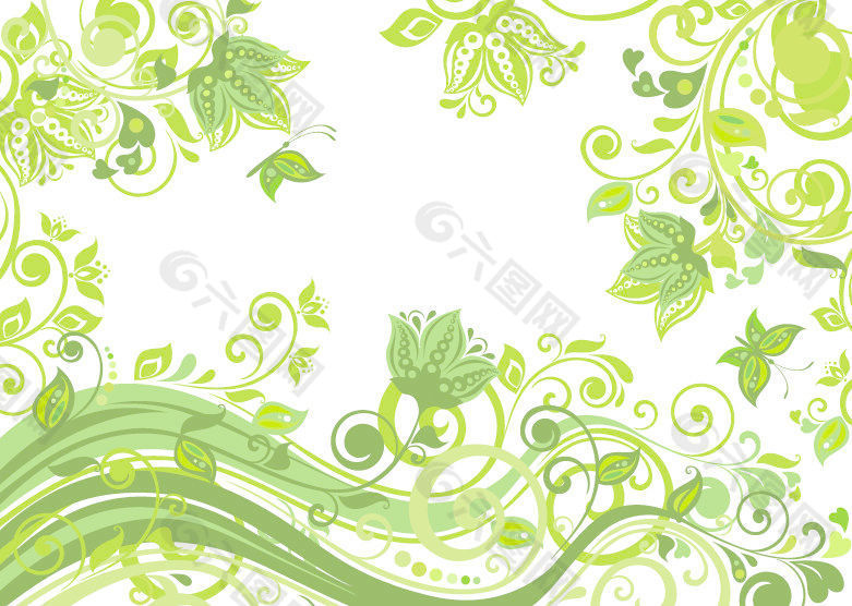摘要植物的绿色背景矢量插画