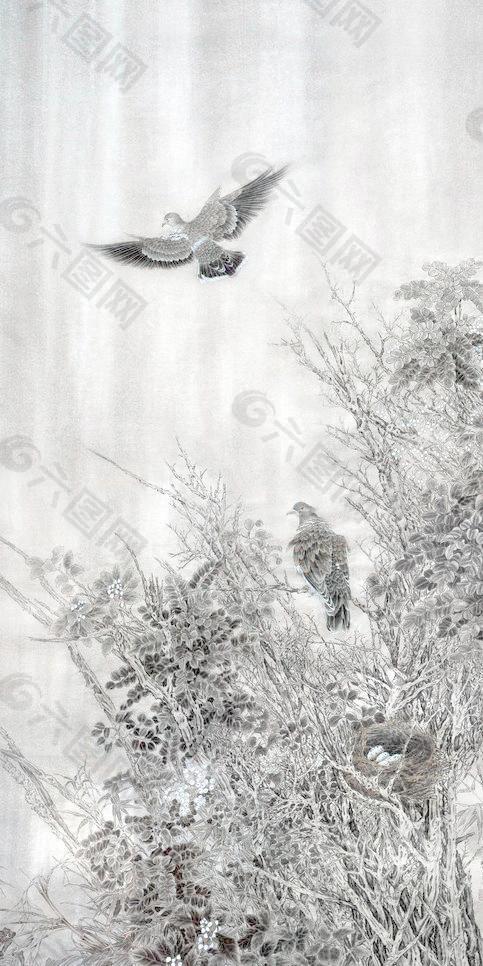 水墨花鸟图片