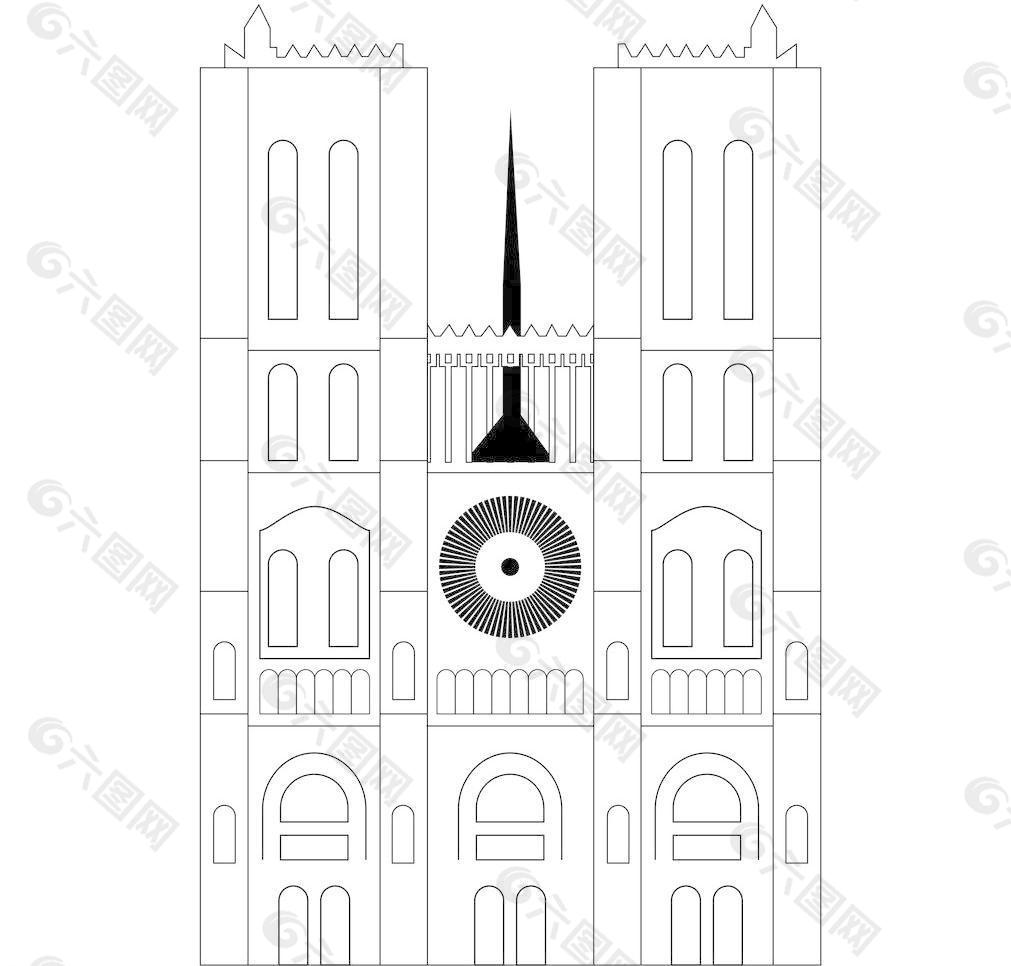 巴黎圣母院平面图手绘图片