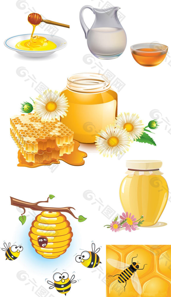 采蜂蜜的蜜蜂矢量