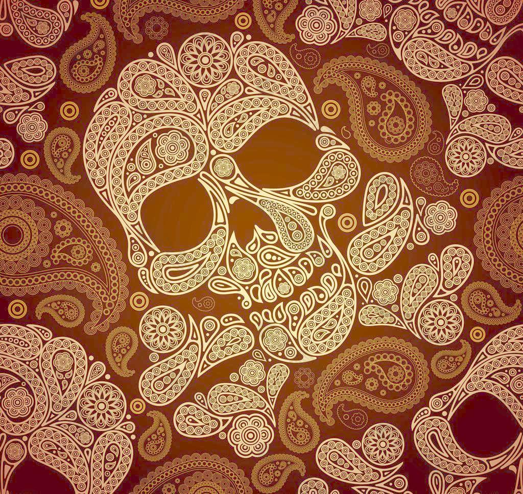 骷髅花纹背景图片
