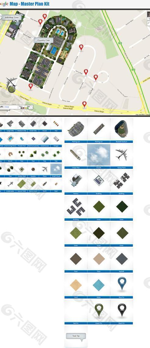 谷歌街景地图定位标识PSD素