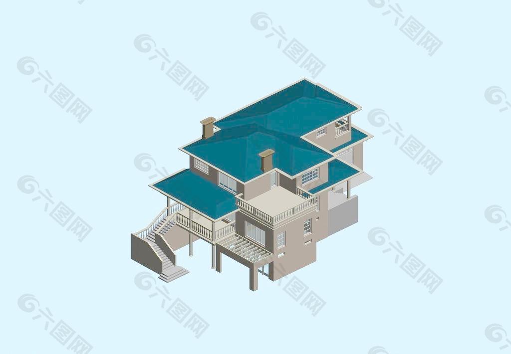 独栋别墅3d模型图片