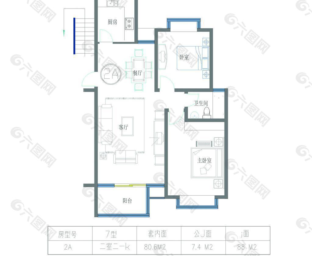 90平米户型图图片