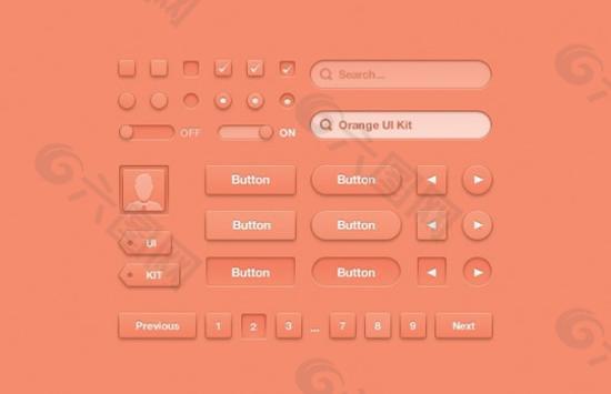 橙色UI工具组件PSD分层模板