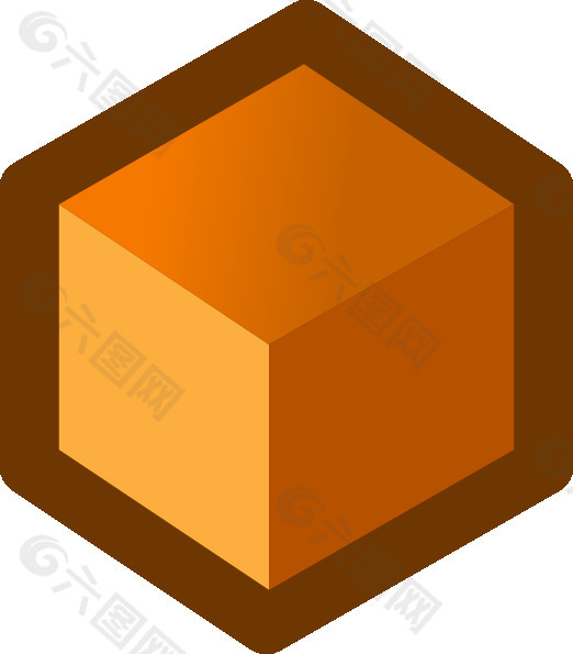 立方体的橙色剪贴画图标