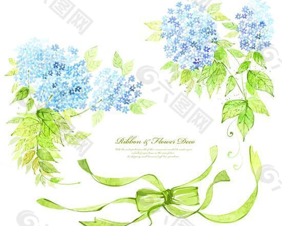 韩国蓝色花朵纹样设计PSD分