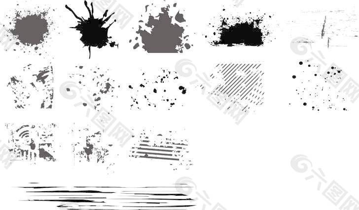 黑色和白色的设计元素矢量6墨水点系列