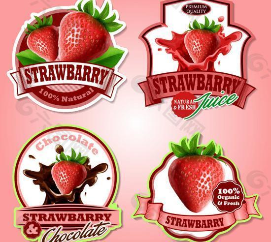 巧克力草莓标签矢量素材 AI