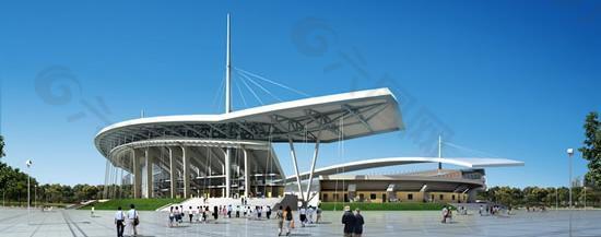 创意体育场馆建筑设计PSD效