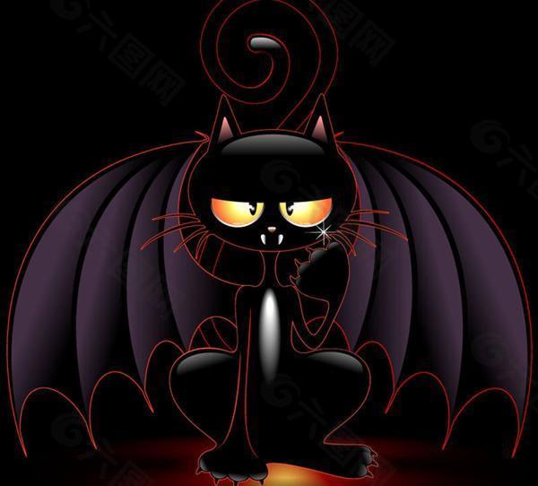 恶魔黑猫矢量素材