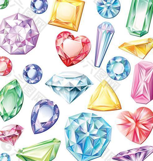 炫彩异形钻石矢量素材