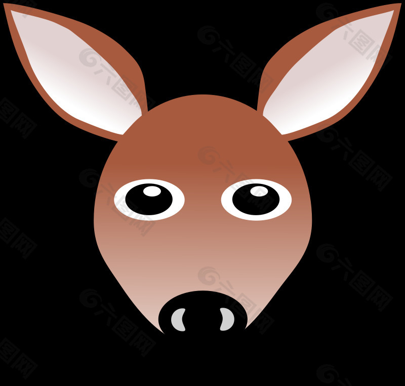 有趣的卡通人脸的棕色的小鹿