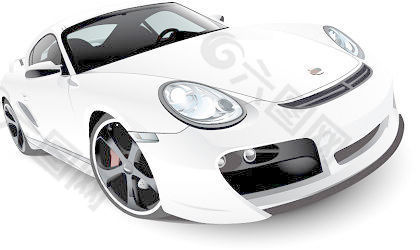 自由whiteporsche 911 Turbo TechArt的向量