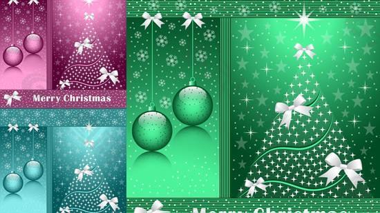 三种色彩圣诞节贺卡矢量图  AI