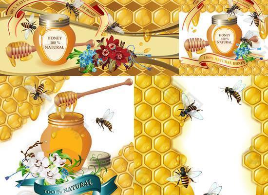 纯天然蜂蜜宣传海报矢量素材