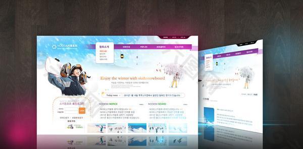 韩国滑雪场网站页面PSD源文件