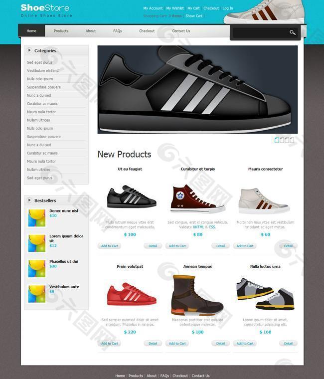 鞋子电子商务网站HTML模板