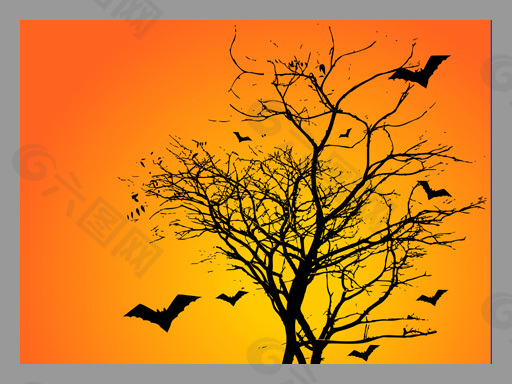 暖色树枝蝙蝠