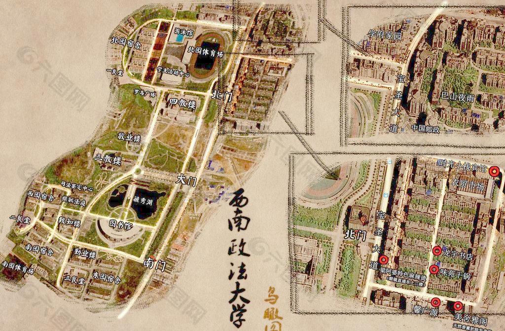 西南政法大学鸟瞰图图片