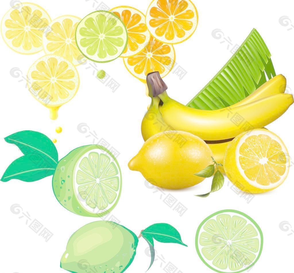柠檬香蕉果汁矢量图片(图片ID:1004067)_-餐饮美食-生活百科-矢量素材_ 素材宝 scbao.com