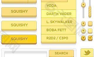 网页黄色按钮控件PSD源文件