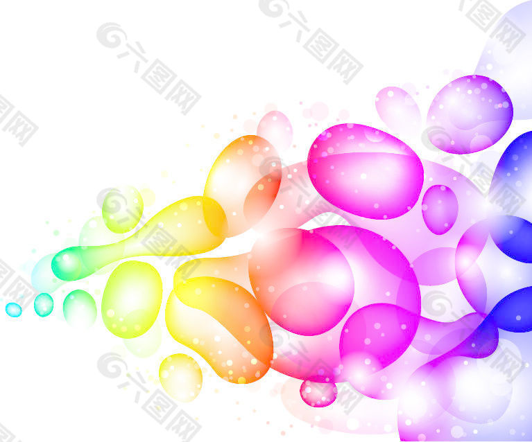 摘要随着气泡和液滴颜色透明背景矢量