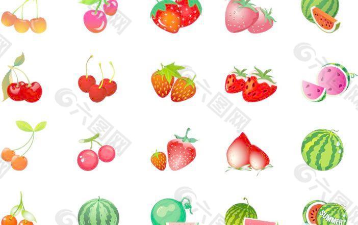 樱桃草莓西瓜矢量素材图片