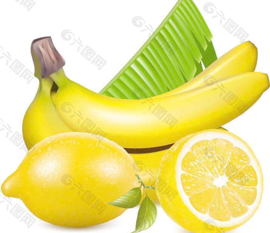 手绘桔子柠檬香蕉图片