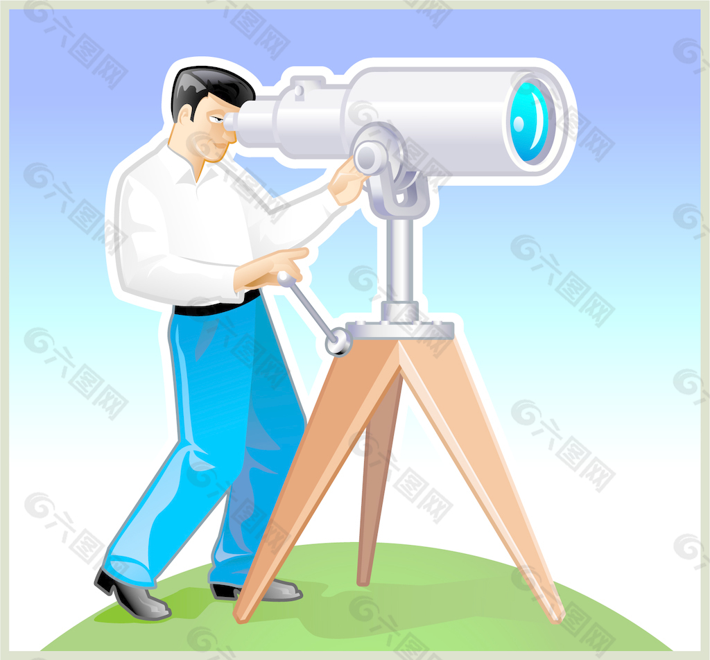人用望远镜向量