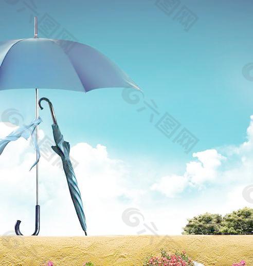 创意雨伞意境设计PSD素材