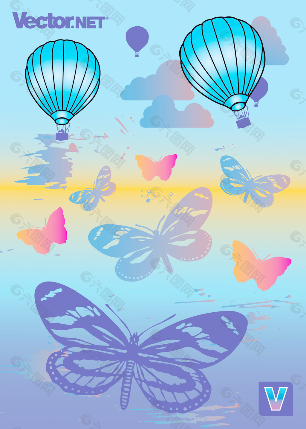 热气球和蝴蝶